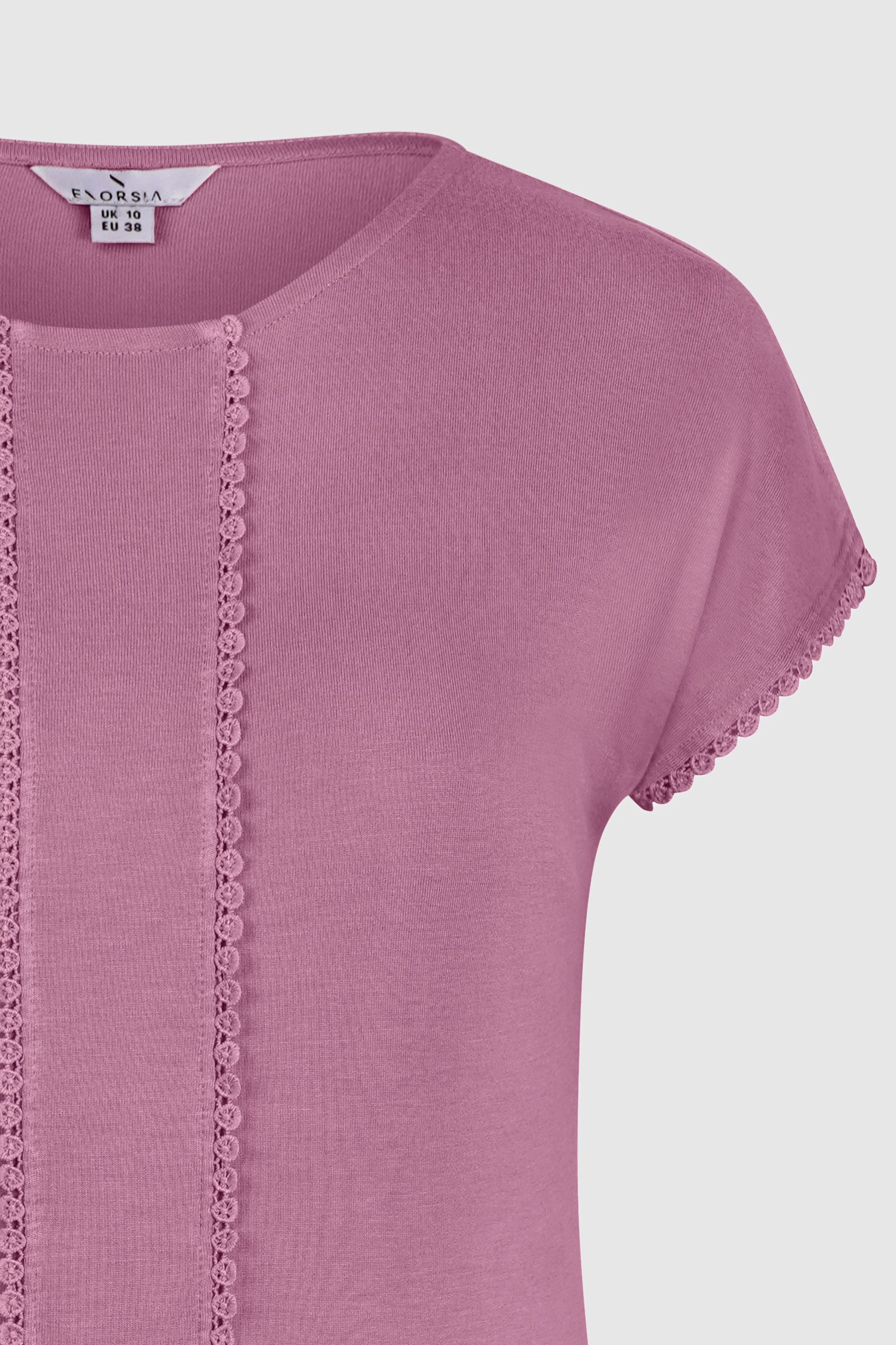 Boat Neck Front Lace Trim Tops