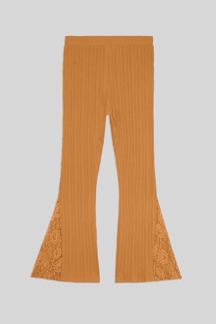 High Waisted Lace Insert Flare Leggings