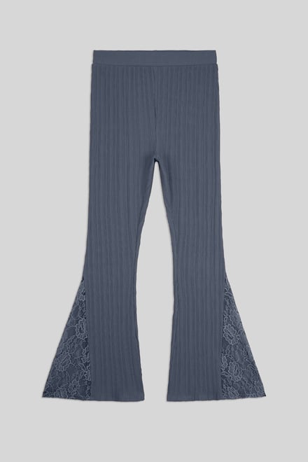 High Waisted Lace Insert Flare Leggings