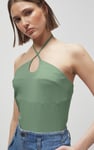 Halter Neck Ribbed Cami Vest Top