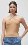 Halter Neck Ribbed Cami Vest Top