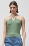 Halter Neck Ribbed Cami Vest Top