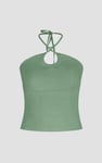Halter Neck Ribbed Cami Vest Top