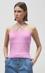 Halter Neck Ribbed Cami Vest Top