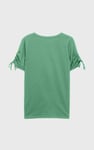 Ruched Sleeves Chest Printed T-Shirt