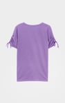 Ruched Sleeves Chest Printed T-Shirt