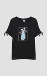 Ruched Sleeves Chest Printed T-Shirt