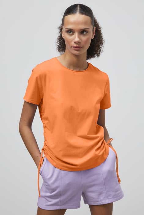 Orange Ruched Side Seam T-Shirt