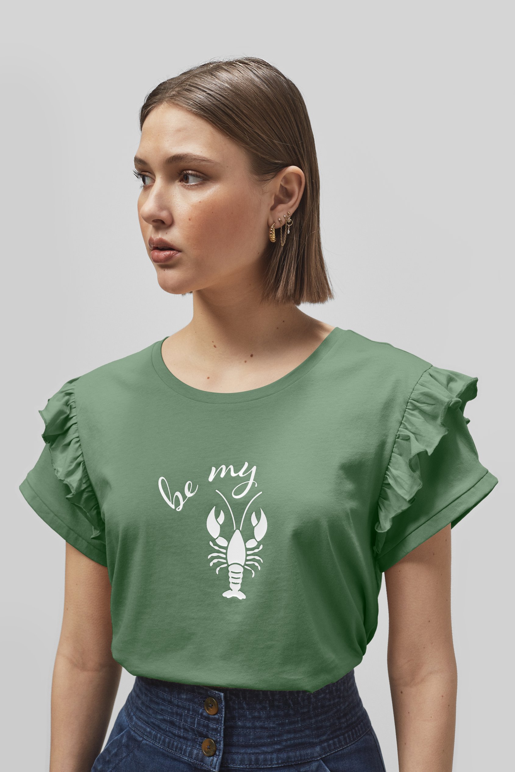 Enorsia Women's Green Lobster Hd Print T-Shirt - Uk 18