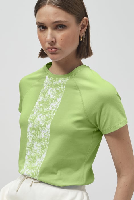 Green Patch Print Short Sleeve Raglan T-shirts