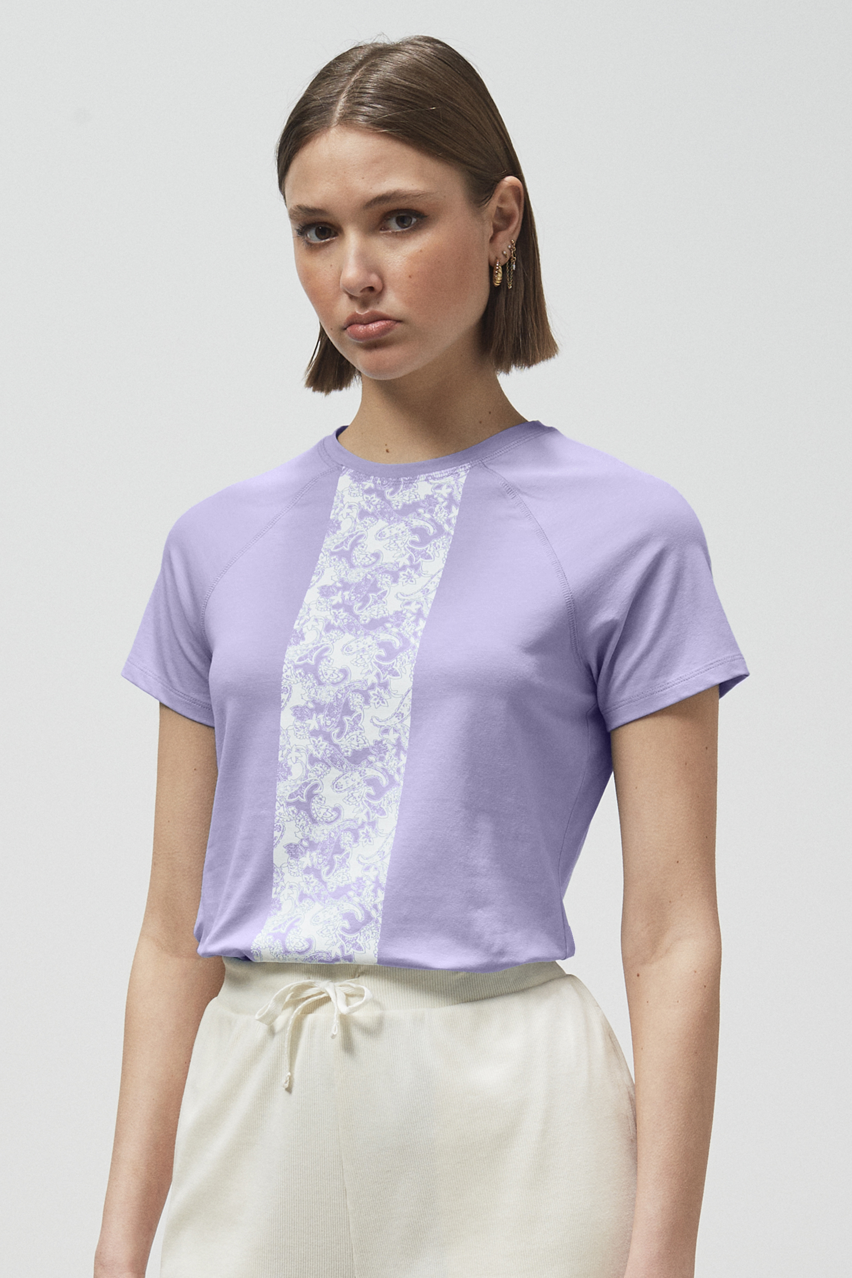 Patch Print Short Sleeve Raglan T-shirts