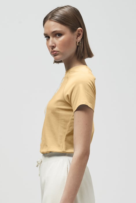 Yellow Patch Print Short Sleeve Raglan T-shirts