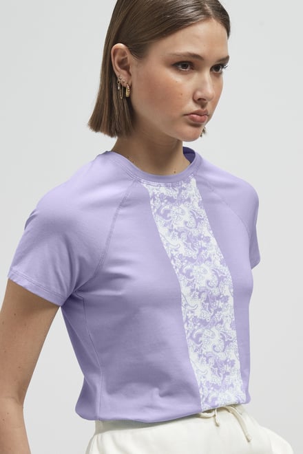 Patch Print Short Sleeve Raglan T-shirts