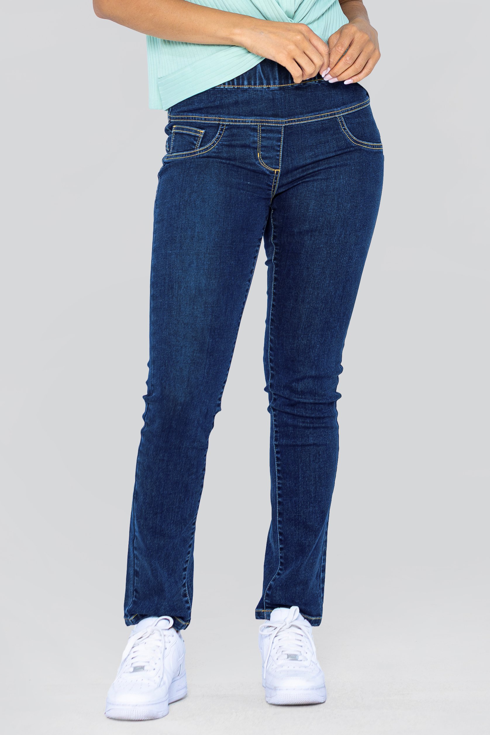 Enorsia Women's Navy Deep Blue Super Stretch Pull-On Denim Leggings - Uk 12