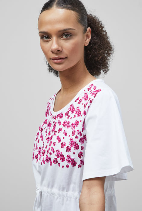 White Floral Chest Print T-Shirt