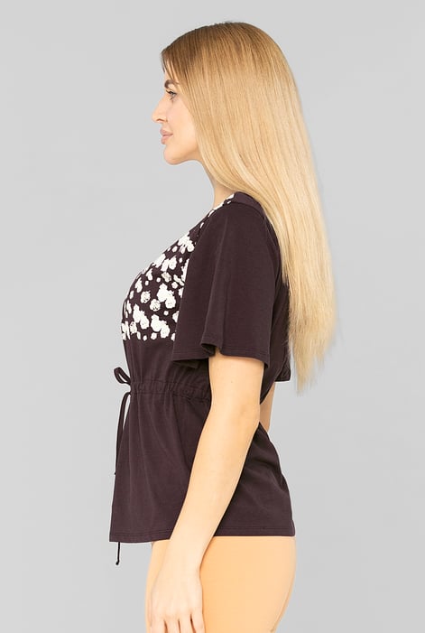 Brown Floral Chest Print T-Shirt