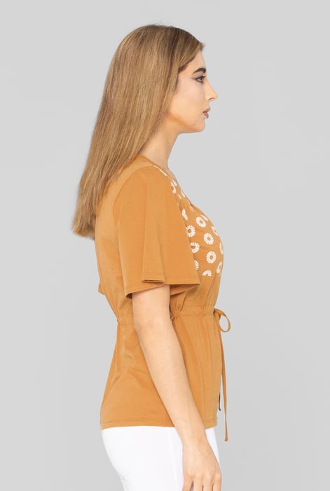 Orange Floral Chest Print T-Shirt