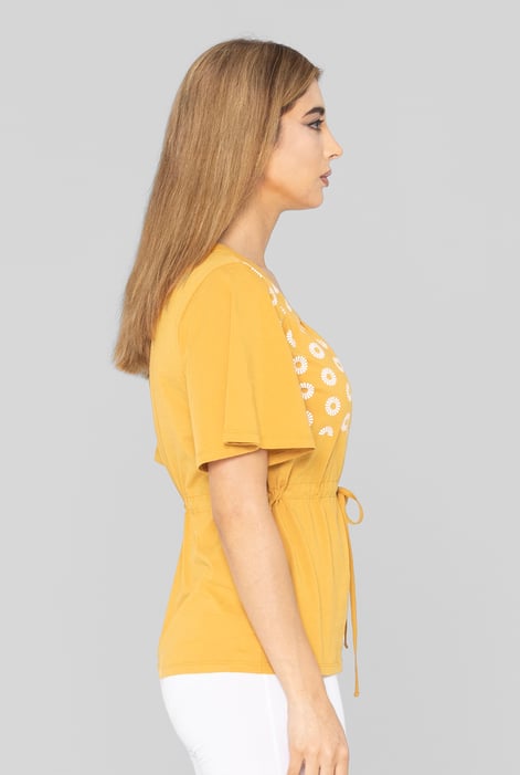 Yellow Floral Chest Print T-Shirt
