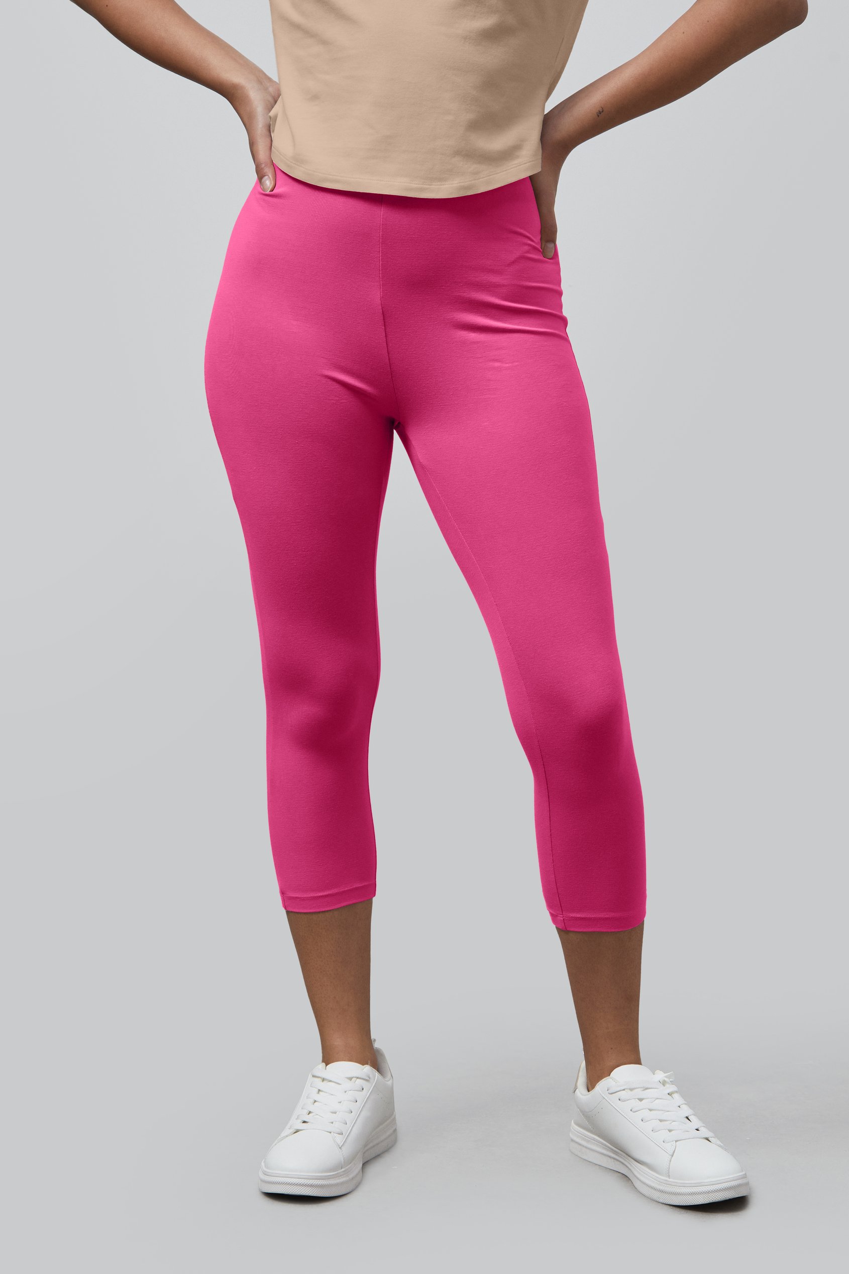 Enorsia Women's Red Cropped High Waist Leggings - Uk 16
