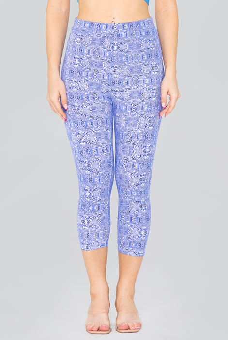 Blue Bee Printed Cropped Leggings