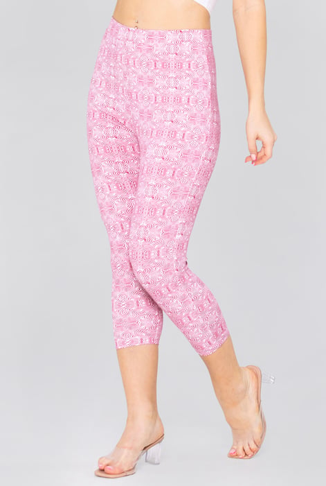 Pink Bee Printed Cropped Leggings