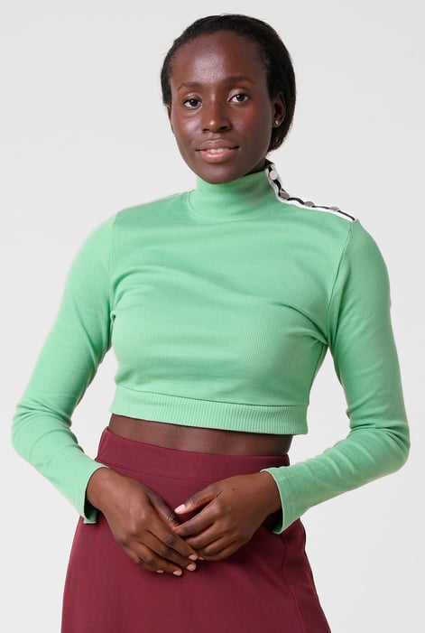 Women White Turtleneck Crop Tops