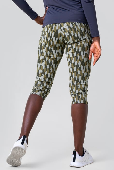 Green Printed Cropped Leggings