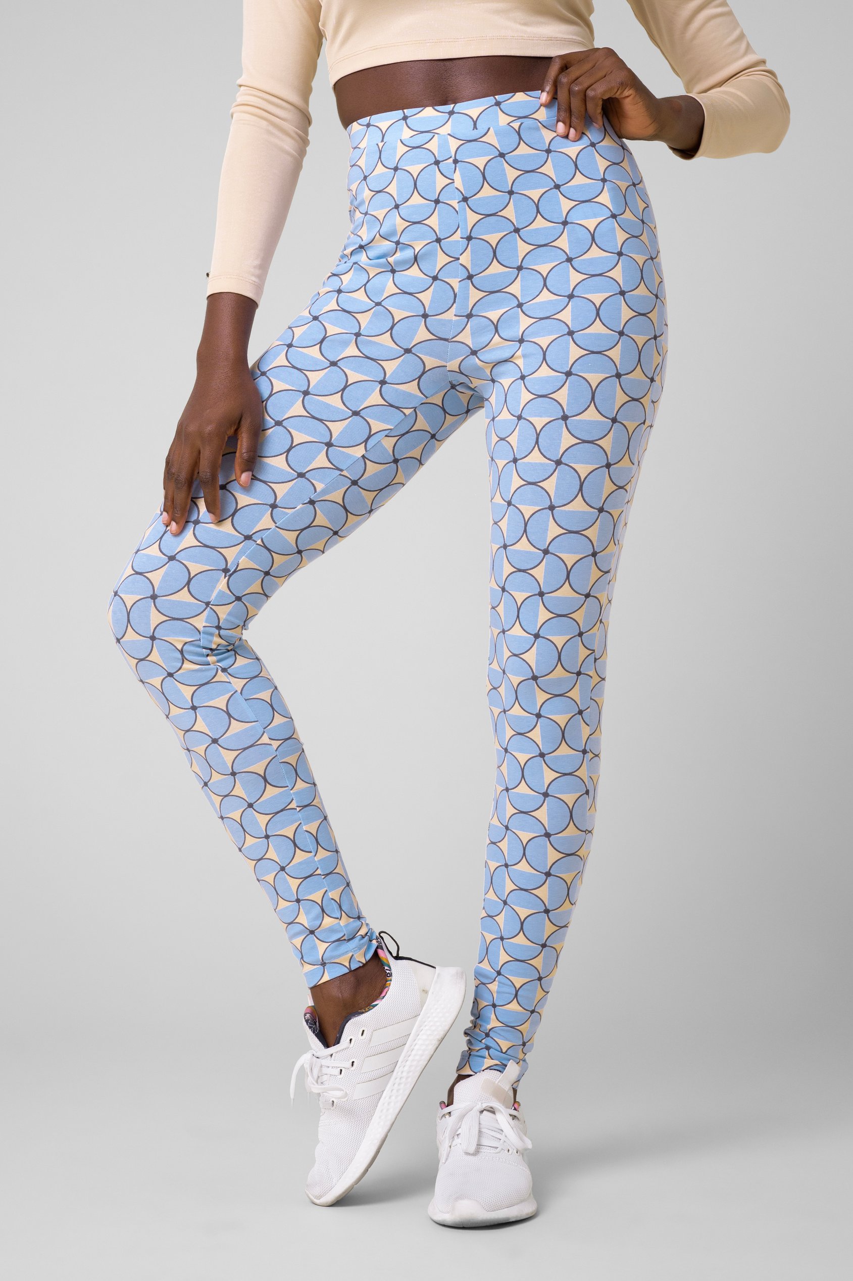 Enorsia Women's Blue Geometric Print Legging - Uk 8
