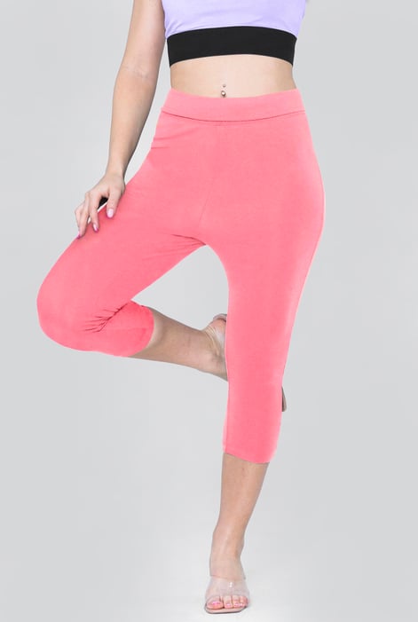 Pink Stretchy Cropped Leggings