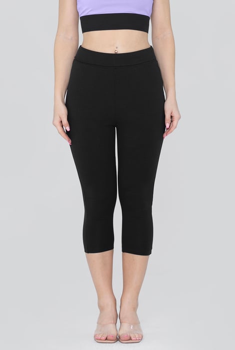 Blue Stretchy Cropped Leggings