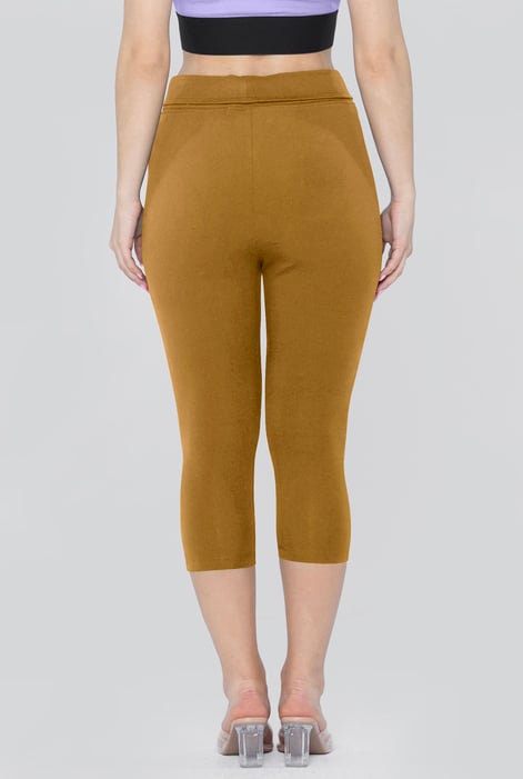 Brown Stretchy Cropped Leggings