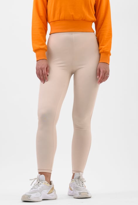 Womens Cream High Waist Ribbed Leggings
