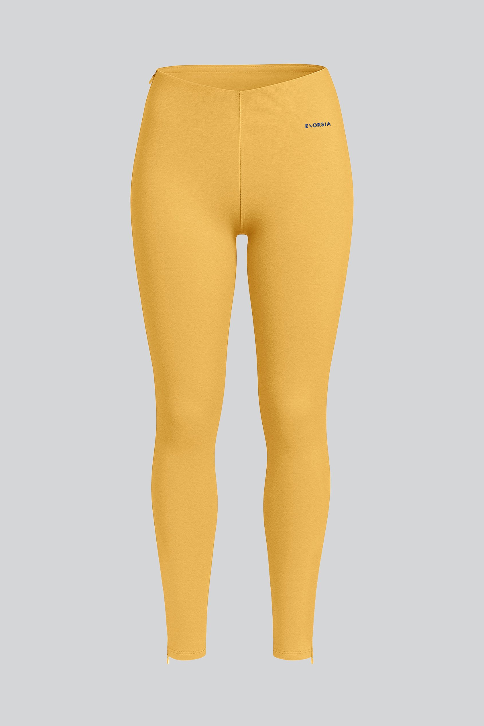 Enorsia Women's Yellow Zip Hem Leggings - Uk 18