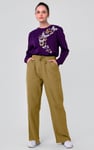 Womens Herringbone Wide Leg Trouser