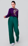 Womens Herringbone Wide Leg Trouser