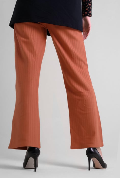 Womens Orange Herringbone Wide Leg Trouser
