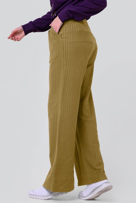 Womens Yellow Herringbone Wide Leg Trouser