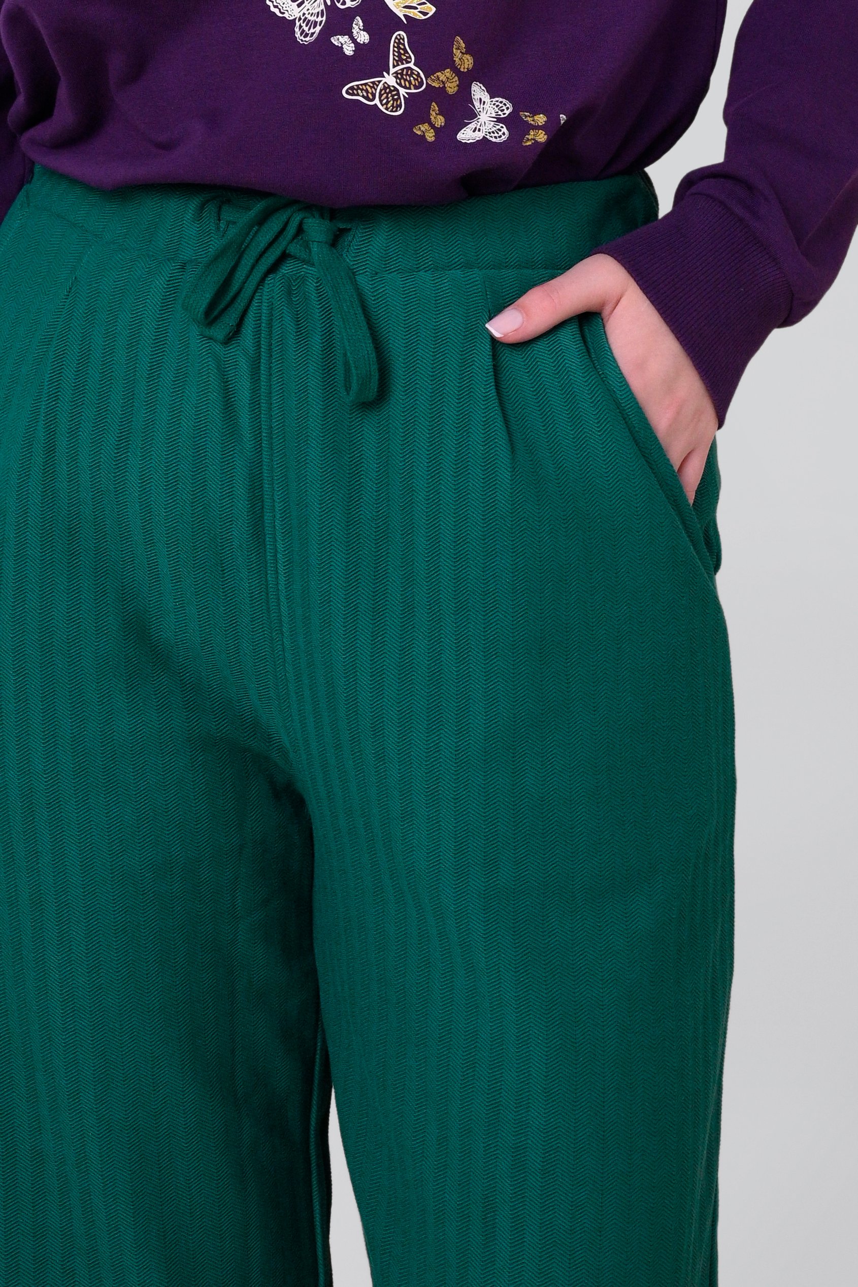 Womens Herringbone Wide Leg Trouser