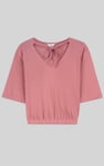 Women Knot Details V-Neck Bell Sleeve Top