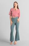 Women Knot Details V-Neck Bell Sleeve Top