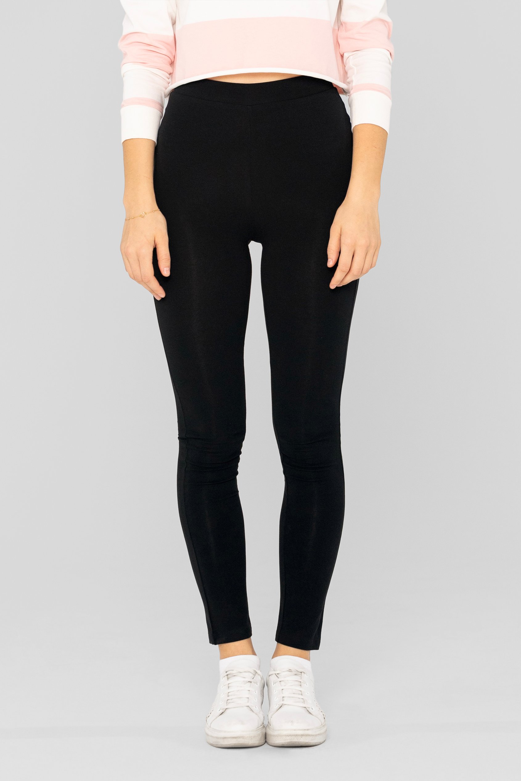 Enorsia Women's Black Full Length High Waist Leggings - Uk 16