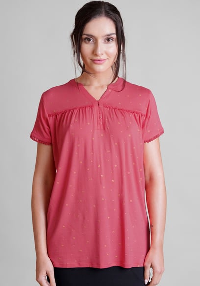Golden Printed cap sleeve Jersey tops