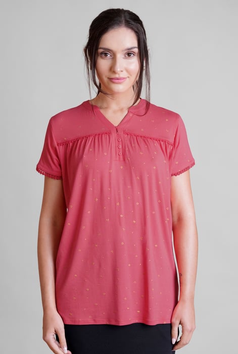 Pink Golden Printed cap sleeve Jersey tops