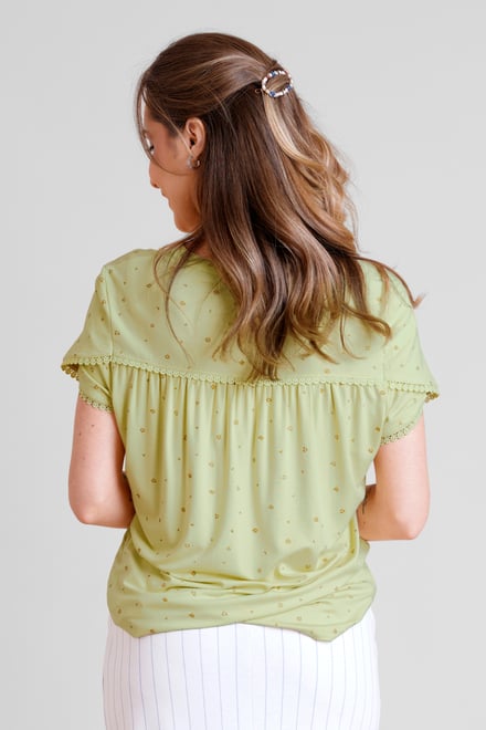 Golden Printed cap sleeve Jersey tops
