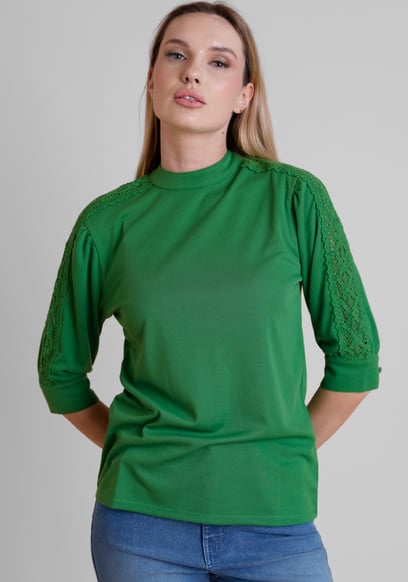 Women's Lace Detailed Three-Quarter Sleeve Tops