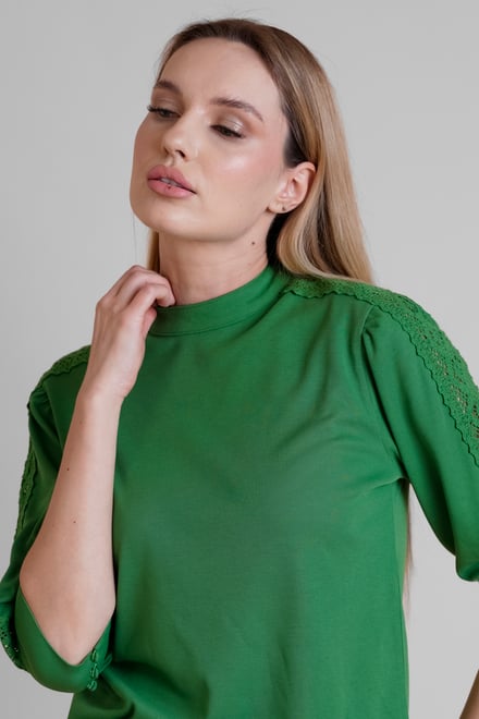 Women's Lace Detailed Three-Quarter Sleeve Tops