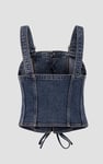 Lace-Up Front Fitted Denim Crop Vest