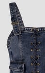 Lace-Up Front Fitted Denim Crop Vest