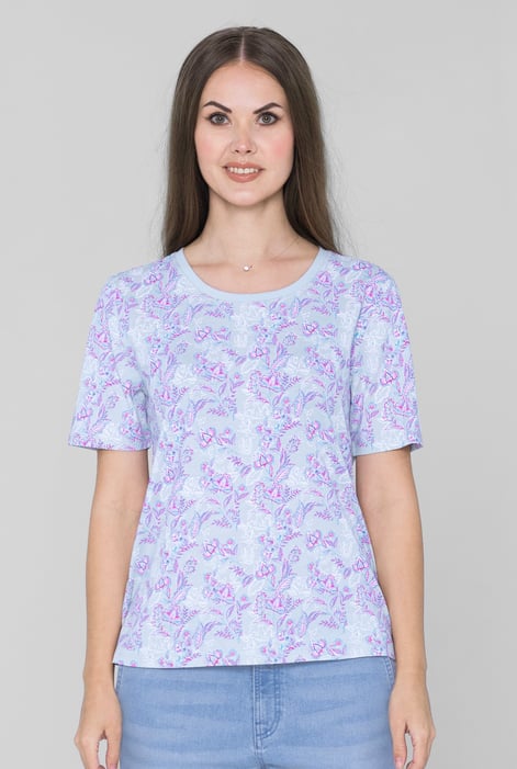 White Crayon Leaf Printed T-Shirt