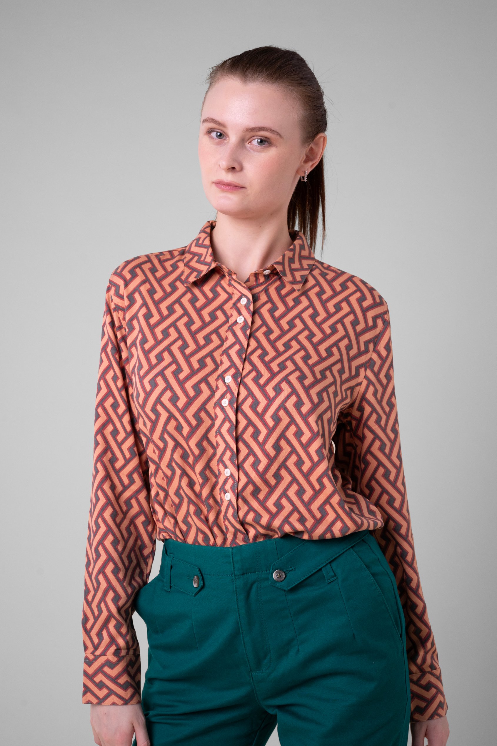 Enorsia Women's Red Viscose Formal Shirt - Uk 18